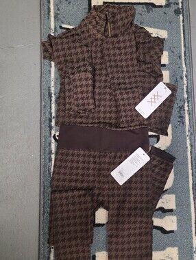 Houndstooth-Print Brown Women’s Jumpsuit Set